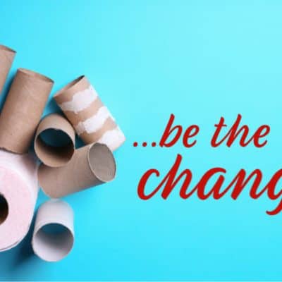 Toilet Paper Rolls with the words: Be the Change