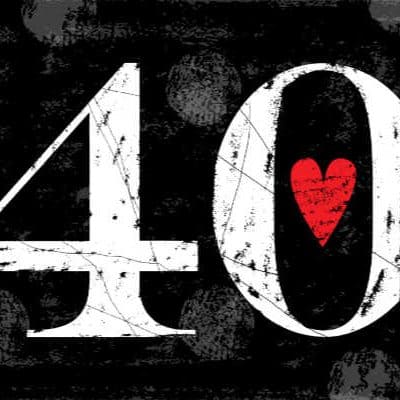 40 with a red heart
